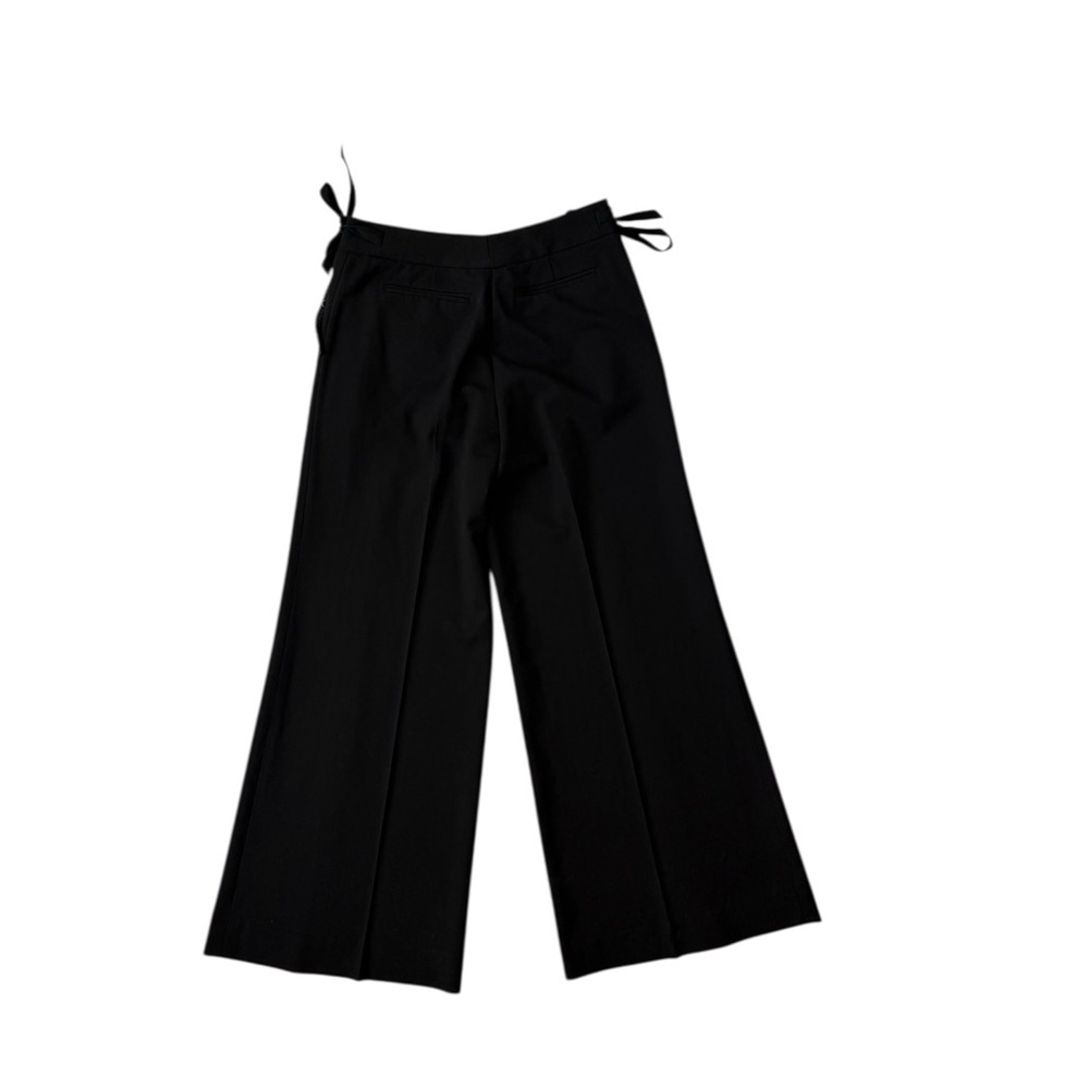 New Rebecca Taylor Wool Blend Black Wide-
Leg Tie Side Bow Trousers Size 8